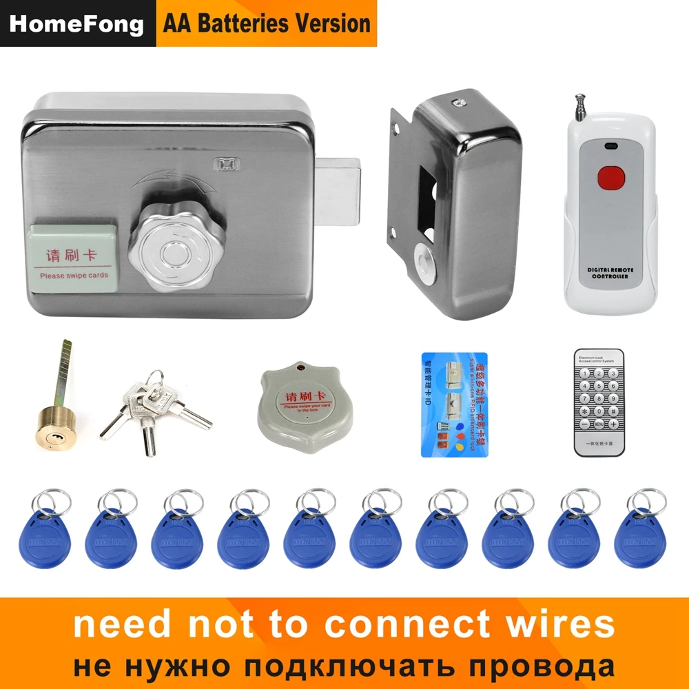 Homefong Home Door Lock Wireless Electric Lock AA Battery Internal Battery Power RFID Support Remote Control Swiping Card Unlock