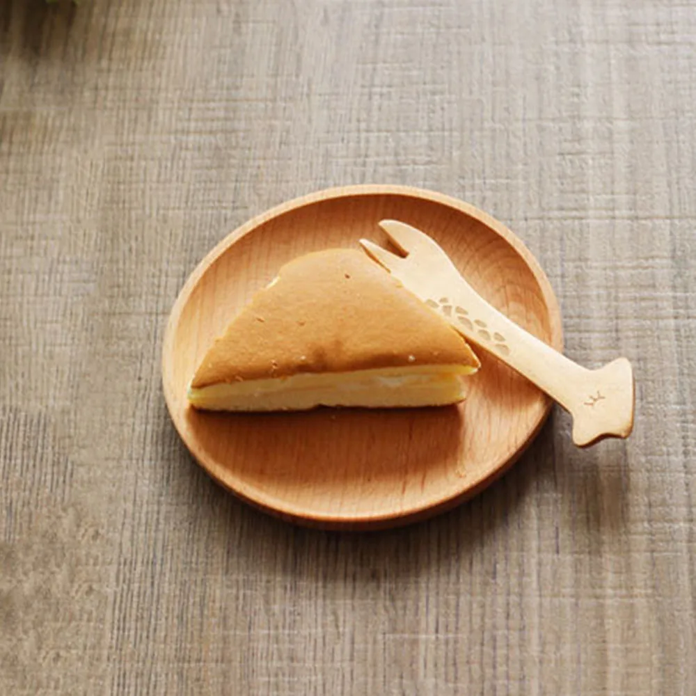 Wooden Plate Dish Dinnerware Tableware Round Wood Cake Dishes Home School Dessert Serving Tray Wood Sushi Plate Kitchen Supplies