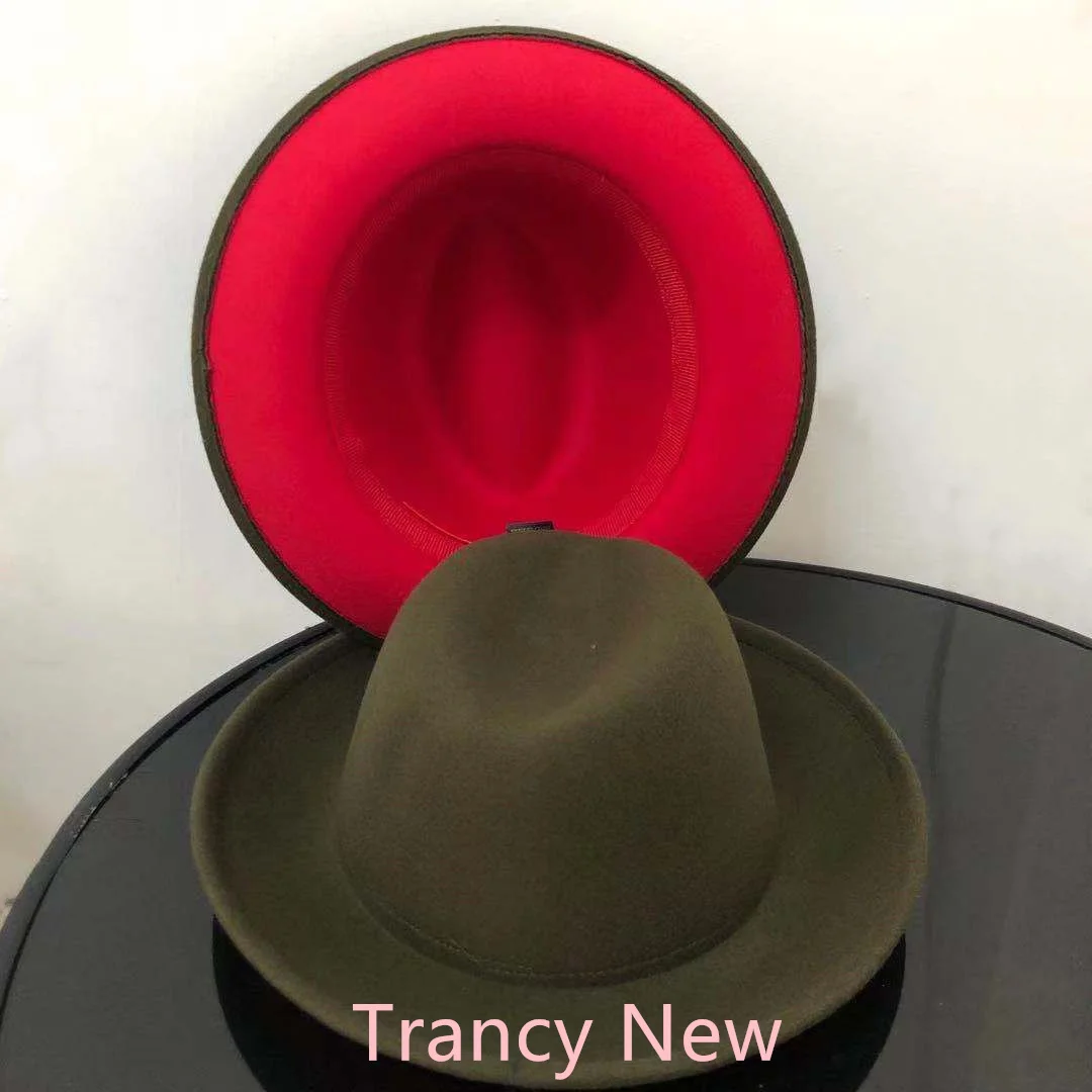 2021 new fedora hat autumn and winter oval two-color new hat top jazz hat Panama fedora hat for men and women шляпа женская red fedora hat