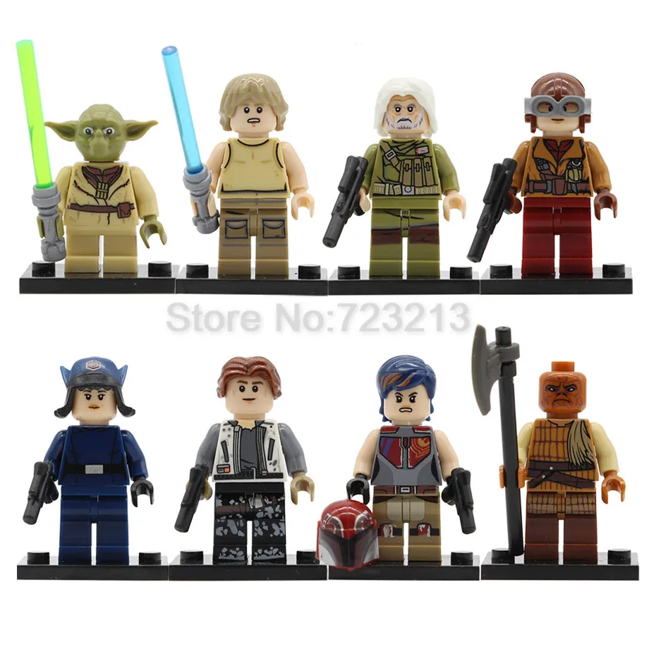 

Single Sale Yoda Rose Tico Figure Weequay Sabine Wren Luke Rebel Pilot Model Set Building Blocks kits Brick Toys