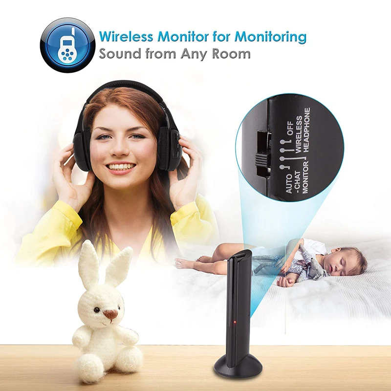 5 in 1 Headset Wireless Headphone Cordless RF Mic for PC TV DVD CD MP3 MP4 Wireless Headphone