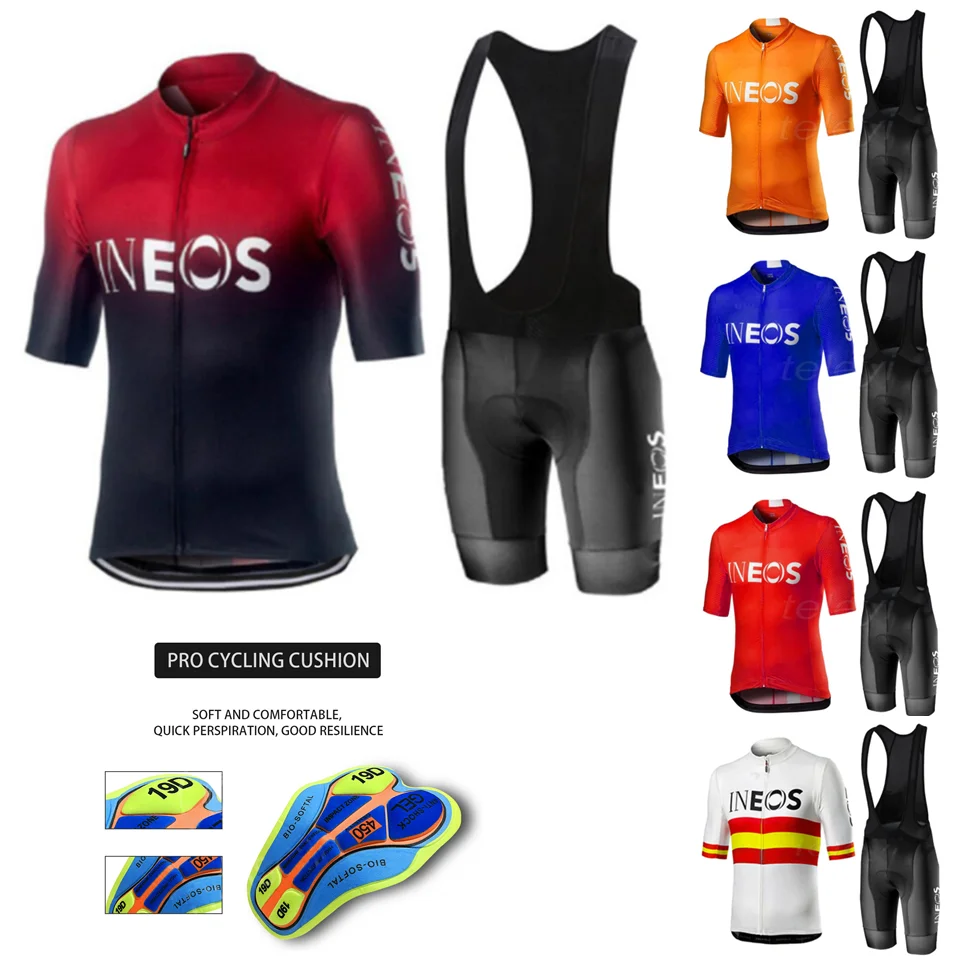 2020 New INEOS Summer Cycling Jersey Set Breathable Team Racing Sport Bicycle Jersey Mens Cycling Clothing Short Bike Jersey NW
