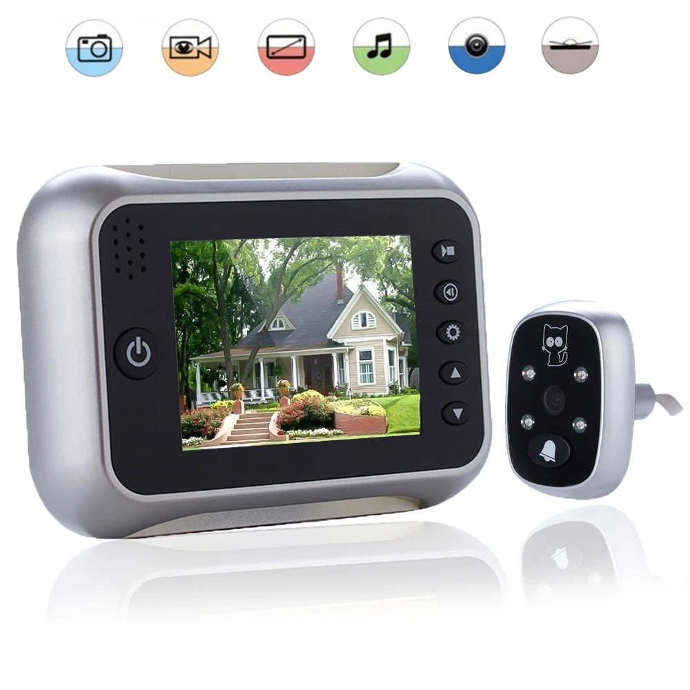 

Video Doorbell Camera 3.5" LCD Color Screen Electronic Door Bell Viewer IR Night Door Peephole Camera Photo/Video Recording