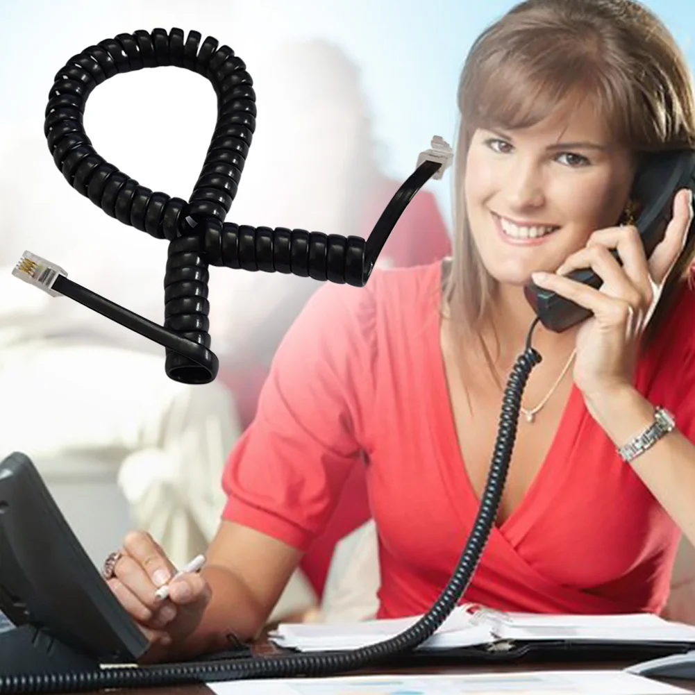 

Curved Line Home Easy Install Flexible Replacement Handset Wire Connection Receiver Durable Office Telephone Cable Fixed Phone