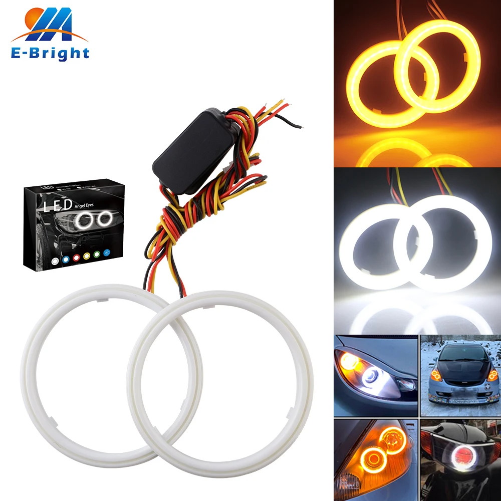DC 12V 24V 60 70 80 90 100MM Хлопок автомобилей COB светодиодный Ангельские глазки двойной