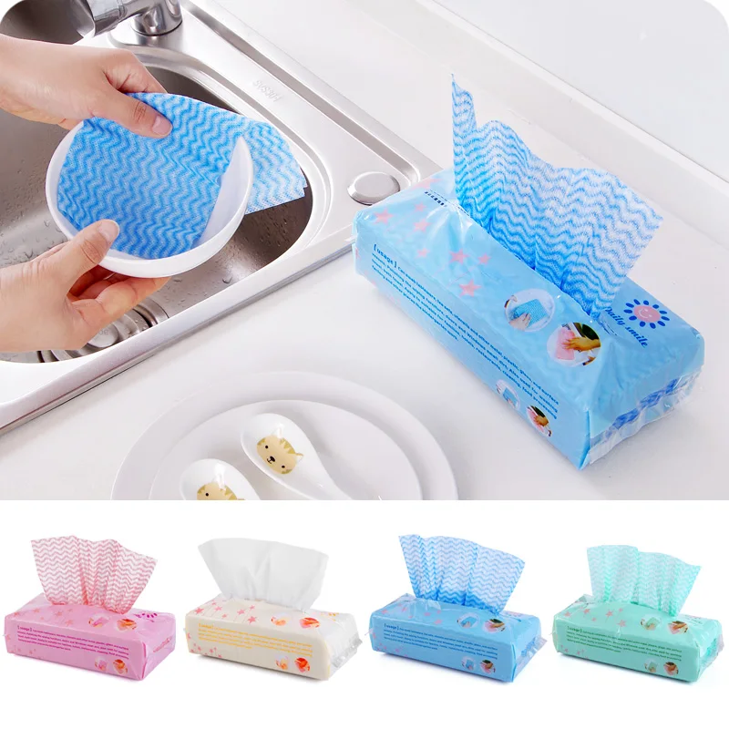 

80pcs/bag Eco-friendly Non-woven Disposable Removable Dry Towel Dishcloth Rag Nonstick Oil Absorbent Cleaning Cloth