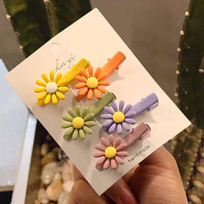 5pcs daisy duck clip 2 шт./компл. с цветочным принтом повязка на голову, Заколки для волос Головные уборы комплект Дейзи волос резинка заколки для девочек Для женщин аксессуары для волос - Цвет: 5pcs daisy duck clip
