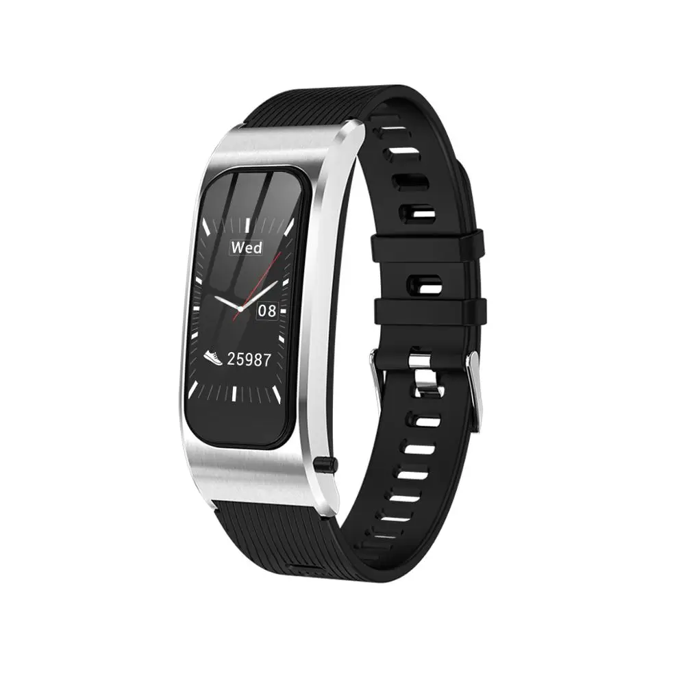 silver silica Умный Браслет, bluetooth-гарнитура, умный браслет, фитнес-браслет, напоминание о сердечном ритме, IP67, водонепроницаемый браслет для IOS, Android Смарт-часы Bluetooth наушники-браслет с кислородом крови умные часы вхо - Цвет: silver silica
