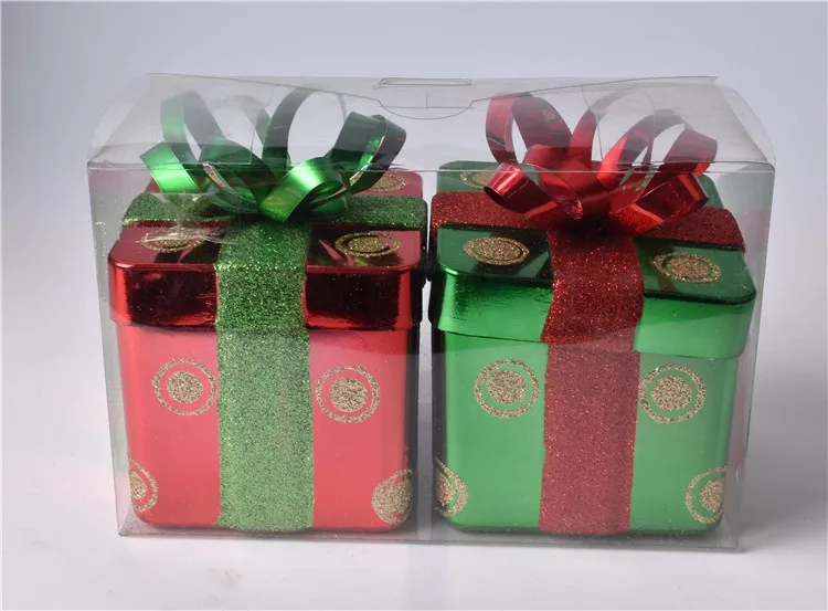 Christmas Candy Cans Decoration Christmas Painted Gift Box Shape Gift Box 2 Pack
