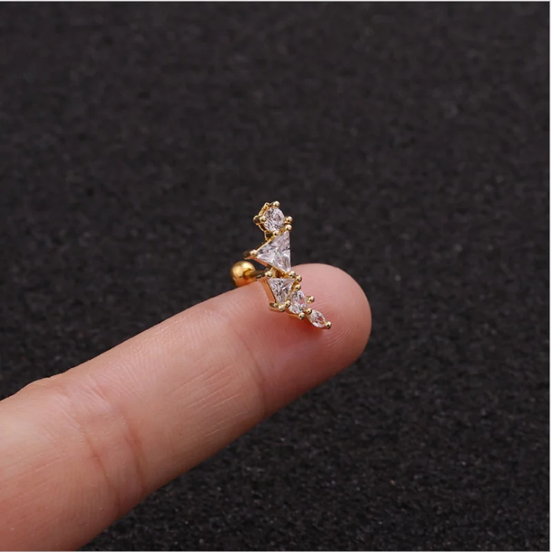 Ear Studs 1 Piece Stainless Steel Ear Piercing Stud Cz Star Butterfly Moon Cartilage Helix Conch Screw Back Earring For Woman Piercing Jewelry Body Piercing Earrings Ear Piercing Jewelry Metal Jewelry Body Jewelry