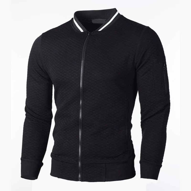 Felpa Uomo Con Colletto Alla Coreana E Stampa A Righe - Maniche Lunghe, Gommini Smart - 100% Poliestere Leggero