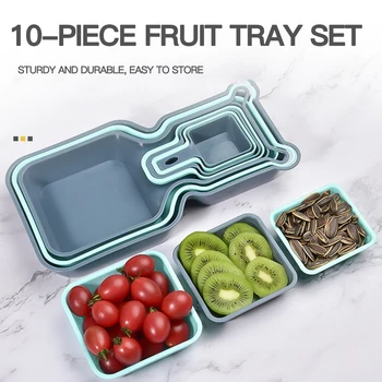 

Multifunctional measuring spoon outdoor tableware 10-piece storage rainbow plate fruit bowl plate tableware kitchen home supply