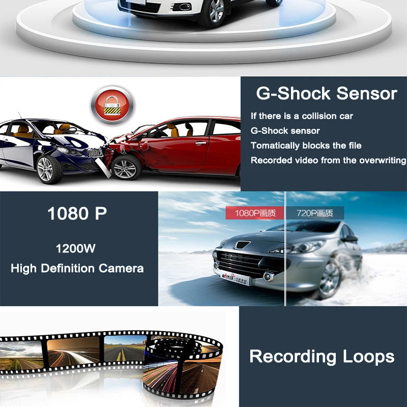 3-дюймовый Q30 Высокое разрешение 1080P 1200 Мега автомобиля Регистраторы DVR Ночное видение с широкий ангел 170 ° Dash Cam