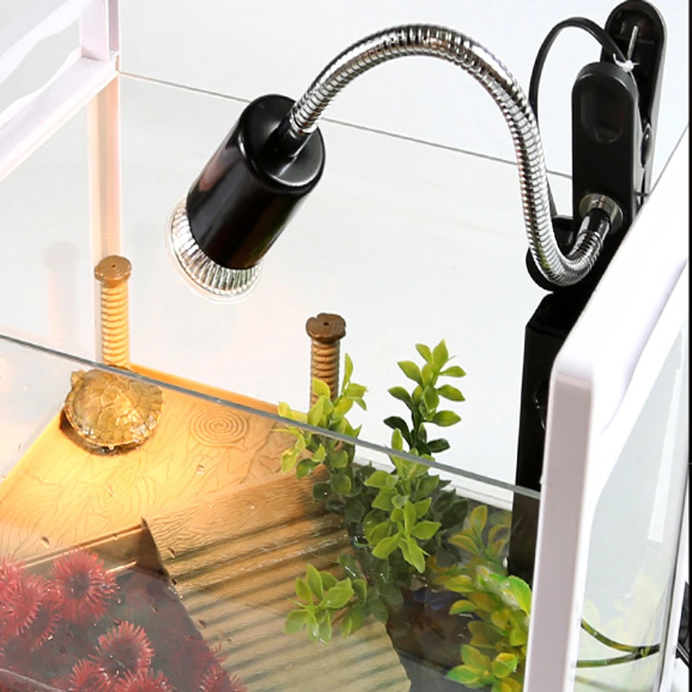 Reptile Heating Lamp Reptile Light Bulb Reptile Lamp Bulb Heating Lamp Bulb UVA/UVB E27 Pet Reptile Aquarium Heat Lamp Clip-on Bulb Adjustab Holder Tortoises Basking UV Heating Lamp Kit for Lizard Turtle