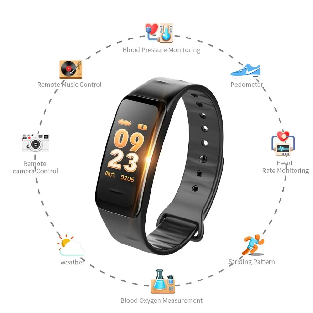 

Color Screen C1S Smart Bracelet VS C1S Fitness Bracelet Waterproof Activity Heart Rate Monitor Blood Pressure Fitness Tracker
