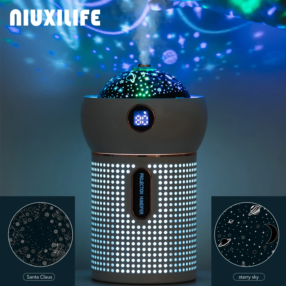 Увлажнитель воздуха NIUXILIFE для детей ночсветильник с проектором вращающийся на 360