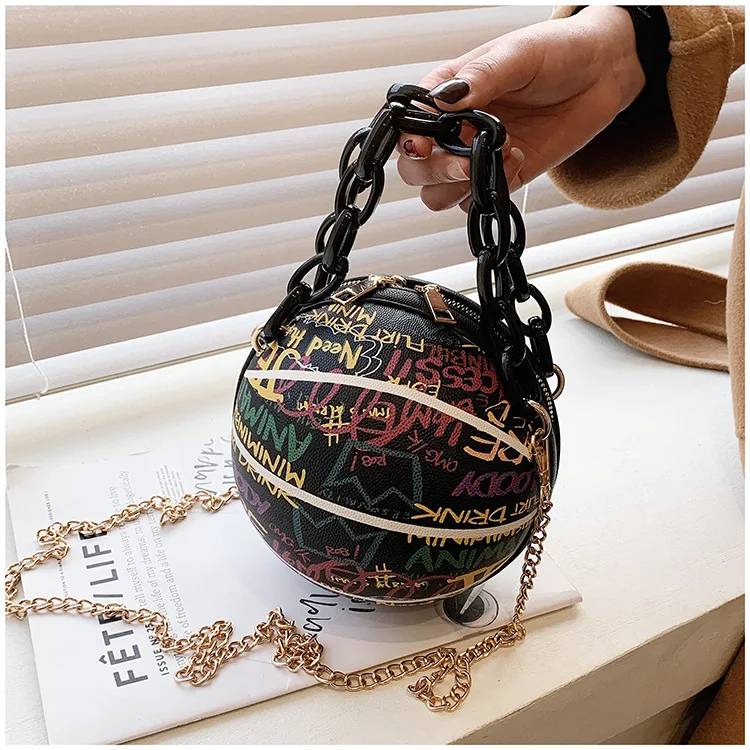 Fashion Round Basketball Shaped Womens Shoulder Bag Leather Girls Chain  Handbags for Women Fashionable Decoration for Teenager - AliExpress