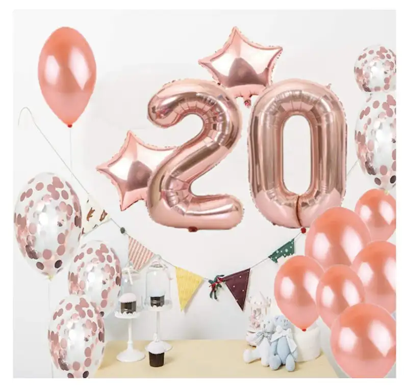 23 шт. 20th Number Happy birthday party Decoraions Kids Globos Happy 20 день Рождения Розовое Золото воздушный шар "Конфетти" Anniversaire Baby