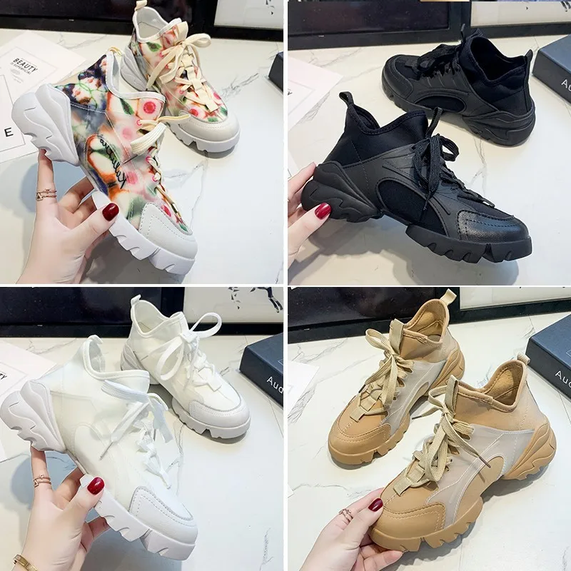 Autumn Women Running Shoes New Women's Sports Shoes Ladies Lace-up Thick Bottom Walking Shoes Female Outdoor Sneakers