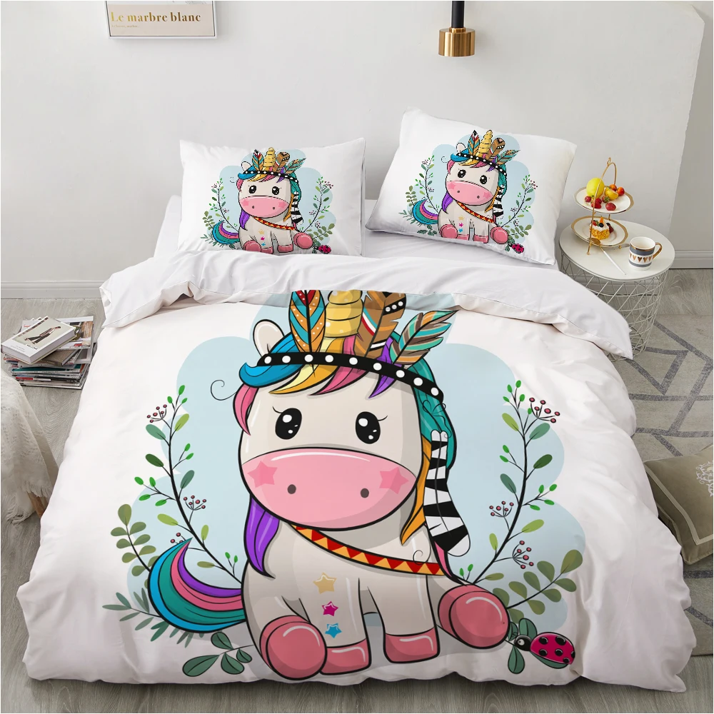 

Kids Bedding Set for baby cartoon Bed linen set for home duvet cover sheet family sets Euro 200*220 unicorn