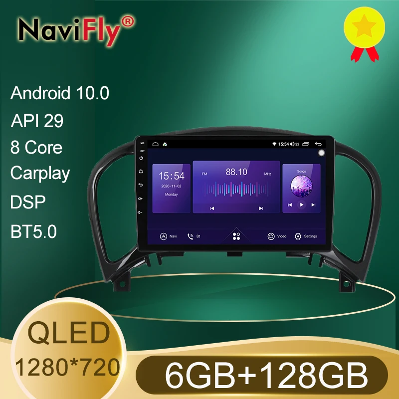 NaviFly 6 ГБ + 128 Гб 8 ядер QLED 1280*720 DSP Carplay Android 10 0 Автомобильный навигатор GPS радио плеер