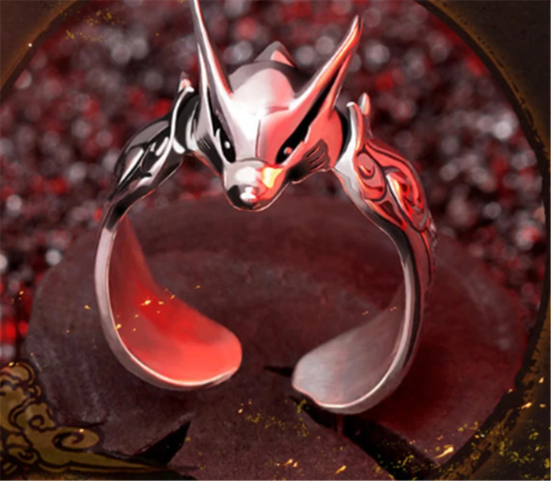 Аниме S925 серебро Наруто Uzumaki Kurama Kyuubi кольцо ниндзя Регулируемый Косплей Ювелирное кольцо подарок на день рождения Реквизит
