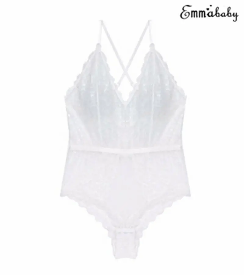 Обтягивающее сексуальное женское белье S-3XL кружевное Сетчатое прозрачное сексуальное нижнее белье женское нижнее белье с глубоким v-образным вырезом сексуальное эротическое боди Плюс размер XXXL XXL - Цвет: Белый