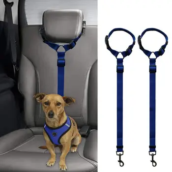 

GTBL 2 Packs Dog Cat Safety Seat Belt Strap Car Headrest Restraint Adjustable Nylon Fabric Dog Restraints Vehicle Seatbelts Harn