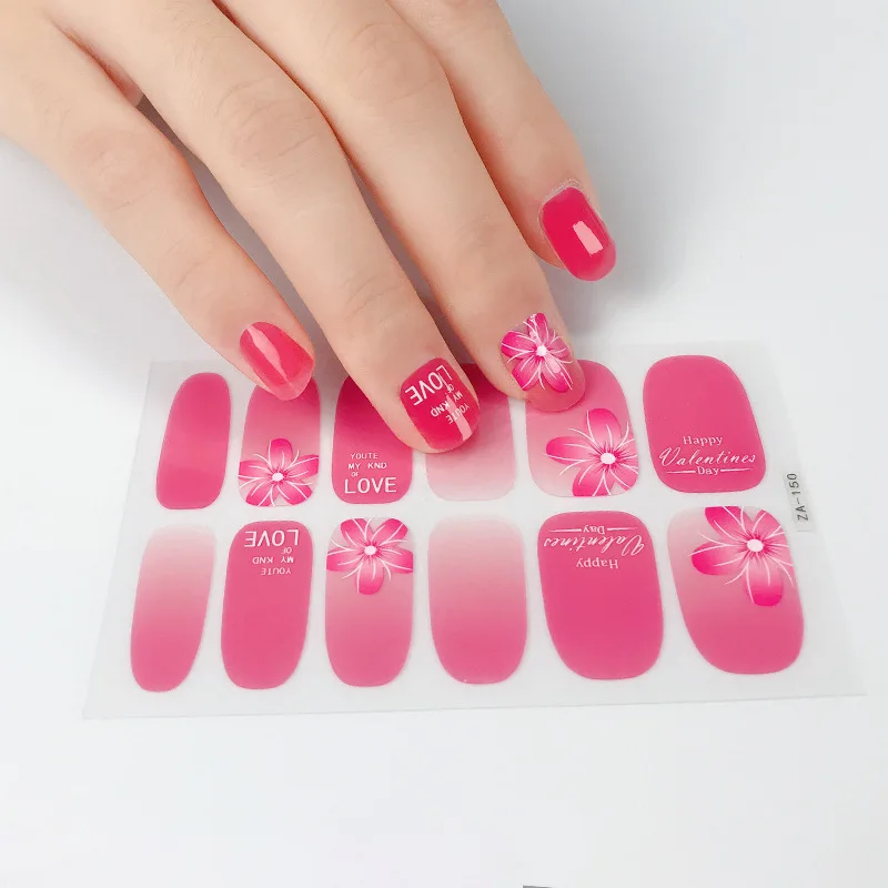 

1 Sheet Gradients Butterfly Nail Art Stickers Flower Nail Decorations Jelly Glue Wraps Waterproof Full DIY Manicure Accessories
