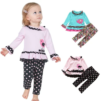 

Spring Autumn Cartoon Baby Girls Clothes Set Printed Elephant Pattern 2 Pcs/Set Long-sleeved T Shirt +Pants Kids Girl Clothing