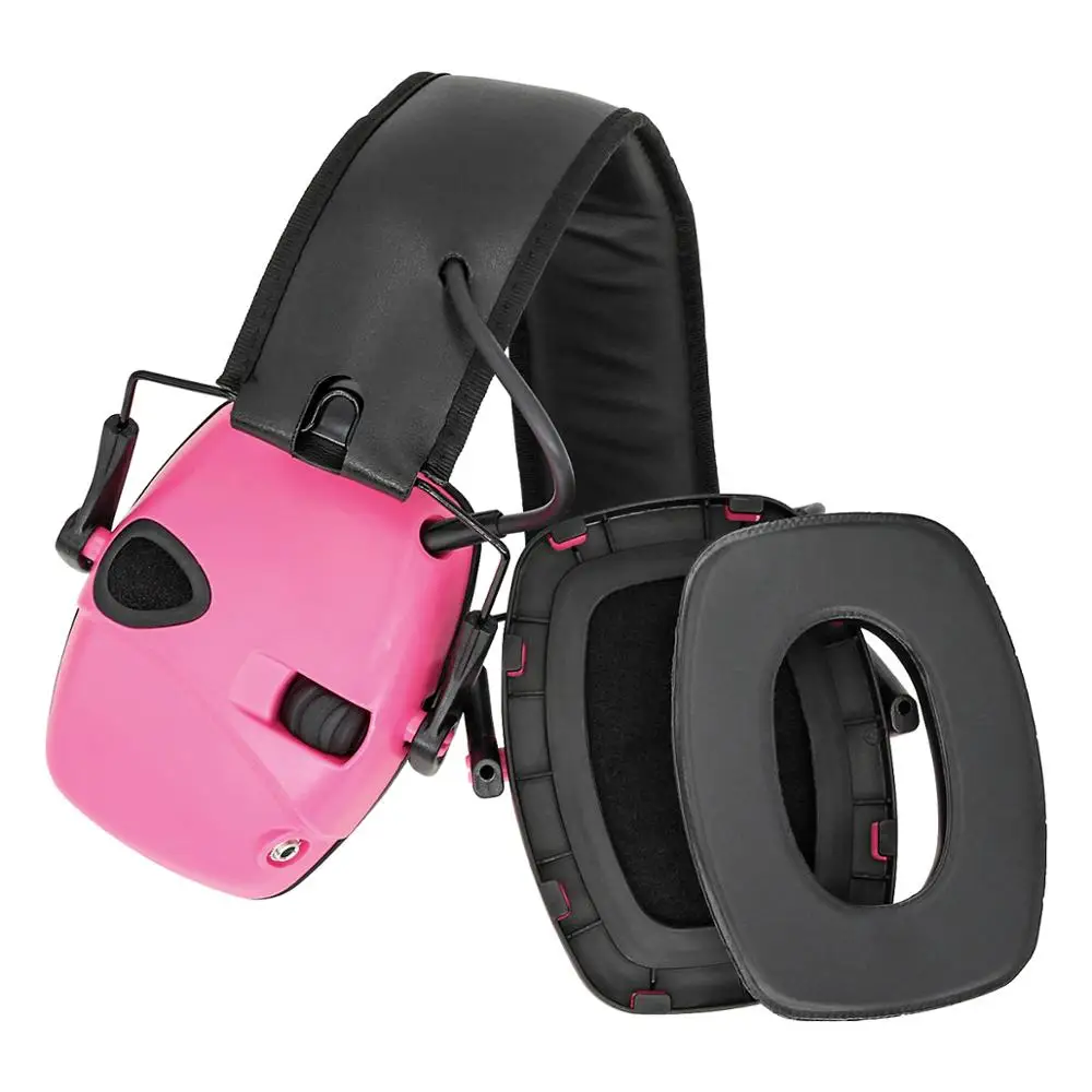 Electronic Ear Muffs Shooting Hearing Protection Noise Reduction Headset Pink 