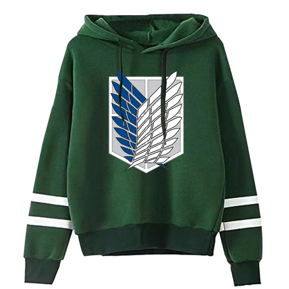 

Attack on Titan Hoodie Anime Men's Long Sleeved Striped Hooded Sweatshirt Pullover Tops Harajuku