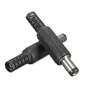 

10PCS DC Power Connector pin Plug Jack Connectors .5mm x 2.1mm Male Solder Barrel Tip Socket Practical Jack Socket Adapter Black