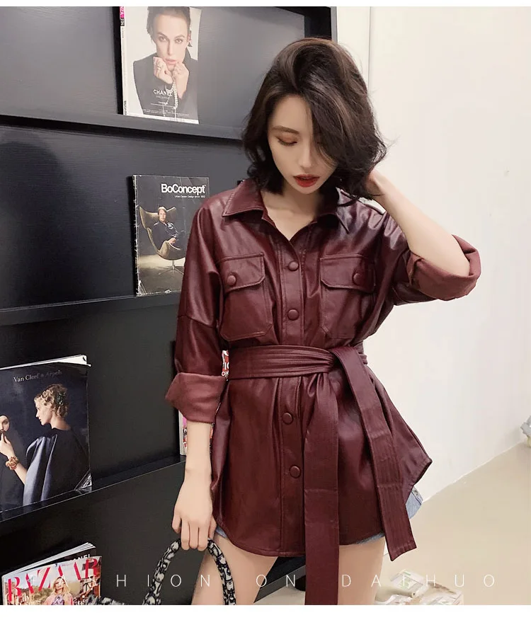 Кожаная куртка средней длины женский новый корейский красивый в байкерском стиле из искусственной кожи