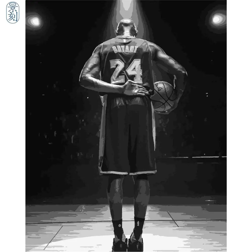 Feveror Lakers #24 #8 баскетбольная память черный Мамба Кобе DIY Краска по номерам