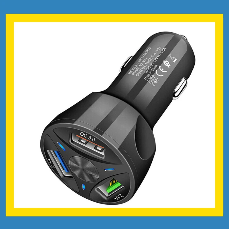 3 порта Переходник USB для зарядки в машине светодиодный дисплей 3,0 Быстрая зарядка для IOS Android SUB