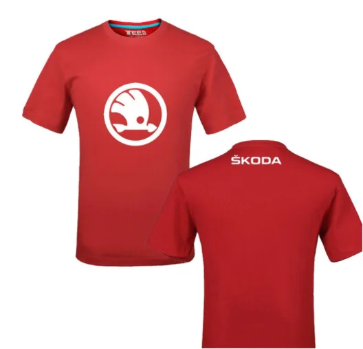 Черный Креативный дизайн для Skoda, футболка с логотипом, одноцветная хлопковая футболка, Мужская футболка, Новое поступление, стильная мужская футболка с коротким рукавом - Цвет: Черный