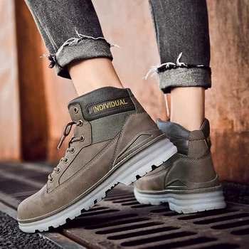 

New Mens Outdoor Boots 2020 Winter Ankle Boots Motorcycle Men's Casual Shoes Fashion Lace Up Combat Boots Men 979