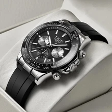 LIGE 2021 nowe męskie zegarki chronograf Wrist Watch mężczyźni sport data Quartz męski Top marka luksusowy wielofunkcyjny wodoodporny zegarek tanie i dobre opinie 24cm BIZNESOWY 3Bar Sprzączka CN (pochodzenie) STAINLESS STEEL 12mm Hardlex Kwarcowe zegarki Papier Silikon 42mm LIGE8941
