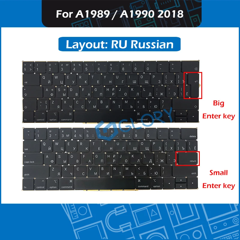 

New Laptop Replacement keyboard RU Russian Layout For Macbook Pro Retina 13" 15" A1989 A1990 Russia Keyboard 2018