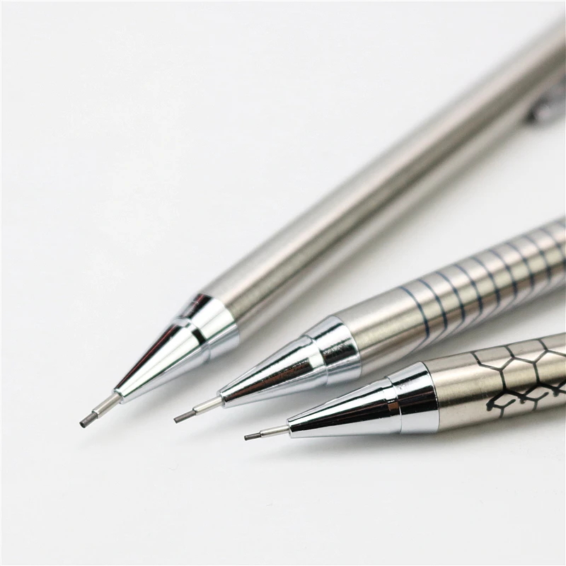 2PCS/Lot High quality metal mechanical pencil 0.5 0.7 0.9mm refills Office school student writing painting stationery 4