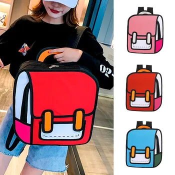 

Campus personality bag Student backpack Fashion unisex bag Comic three-dimensional package Large-capacity backpack Dropship T824
