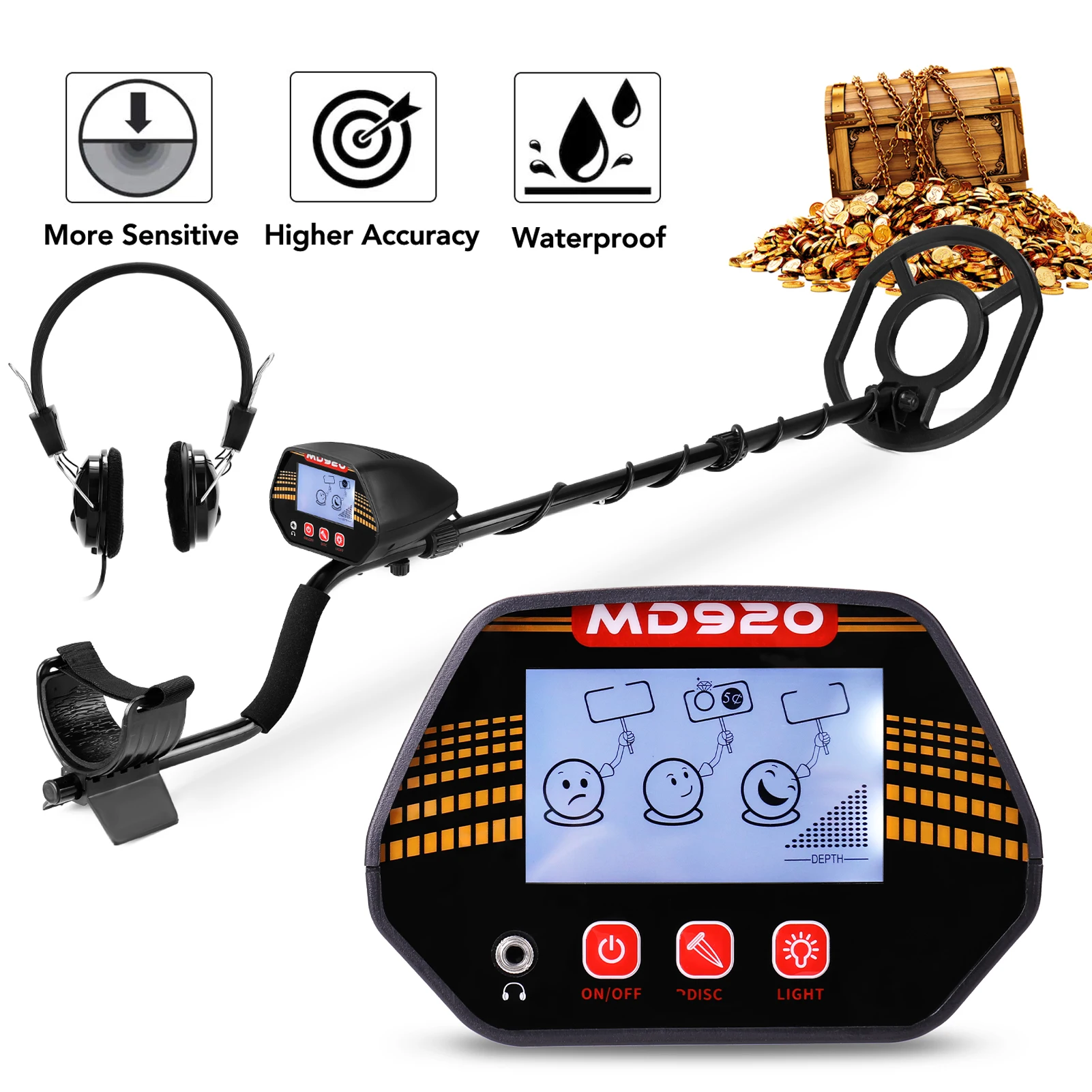 MD920 LCD Display Metal Detector Metal Detecting Tool Treasure Gold Metal Detector finder for Adults and