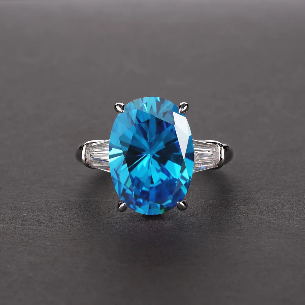 Кольцо PANSYSEN с аметистом на годовщину, 925 пробы, серебро, Овальный Рубин, изумруд, кольца на палец для женщин, модные ювелирные изделия, аксессуары - Цвет камня: Light Blue