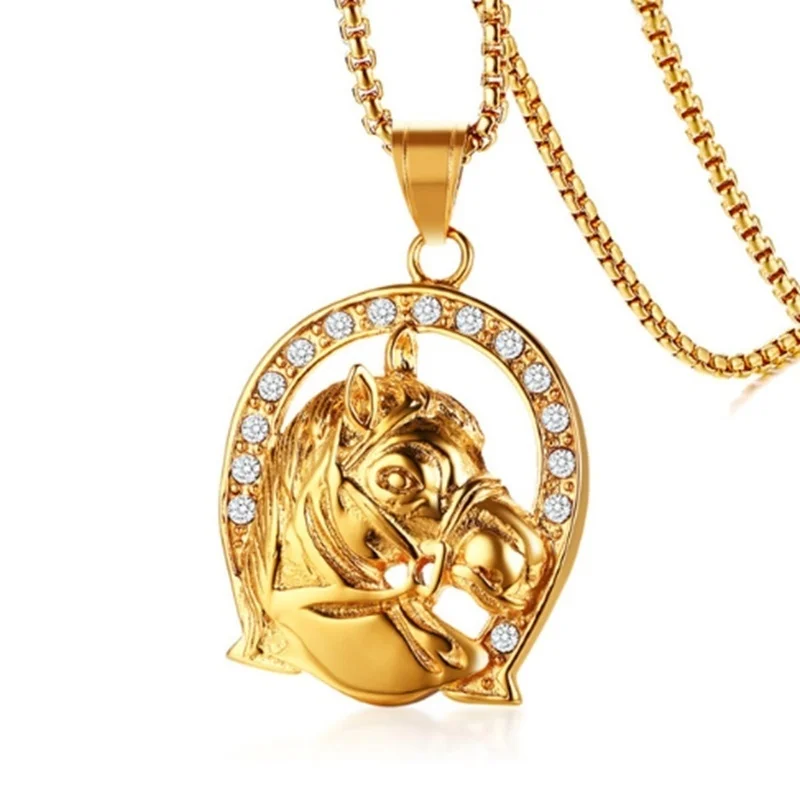 Hip-Hop-Ice-Out-Horse-Head-Pendant-Necklace-Equestrian-Jockey-Club ...
