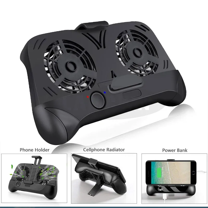  Multifunction Mobile Phone Cooling USB Gamepad Charging Holder Dual Fans Radiator Games Heat Sink P
