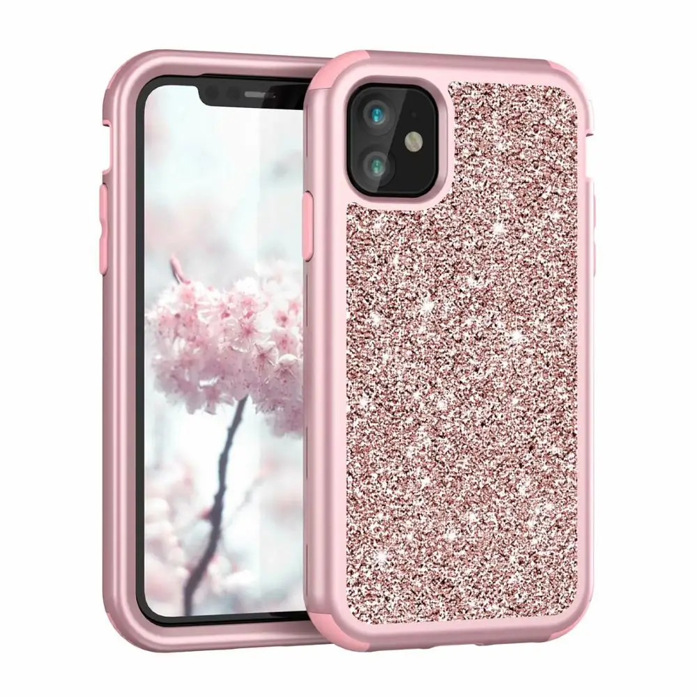 360 полностью Блестящий бронированный чехол для iPhone 12 Mini 11 Pro MAX XS XR 7 8 Plus 6 5S SE 2020
