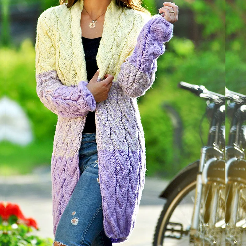 Women's Cardigan Loose Knit Sweater women sweater  cardigan women sweaters winter clothes women patchwork knit sweater women