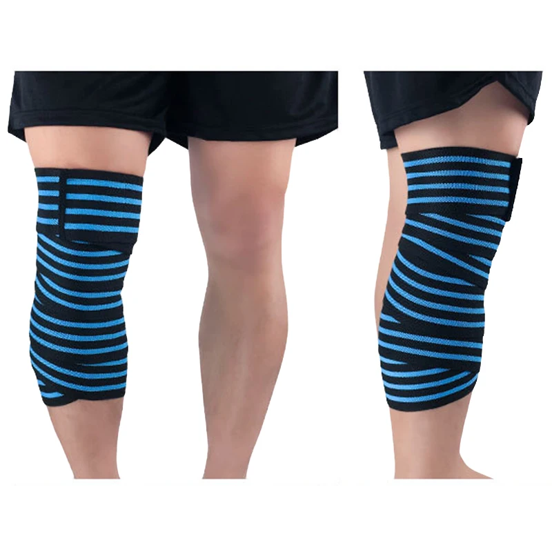 180 см компрессионный бандаж на колено приседания Тяжелая Атлетика Пауэрлифтинг тренировка для спортзала для мужчин и женщин 70 дюймов поддержка колена - Цвет: Blue