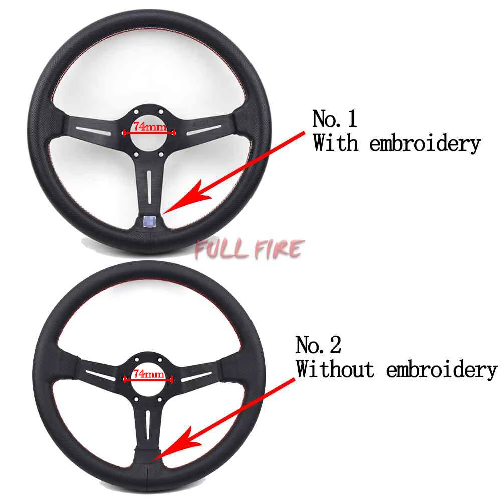 14 дюймов 350 мм Руль ПВХ кожа универсальный авто гоночный руль глубокая Кукуруза Блюдо - Цвет: NO.1-With embroidery